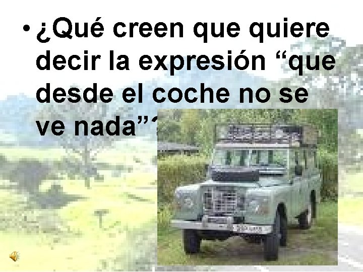  • ¿Qué creen que quiere decir la expresión “que desde el coche no