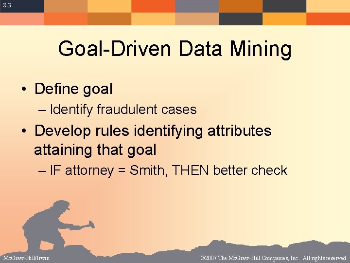8 -3 Goal-Driven Data Mining • Define goal – Identify fraudulent cases • Develop