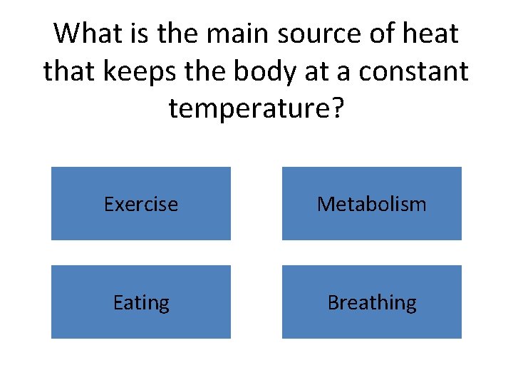 What is the main source of heat that keeps the body at a constant