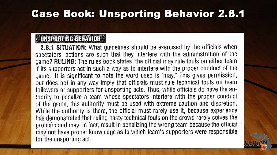 Case Book: Unsporting Behavior 2. 8. 1 