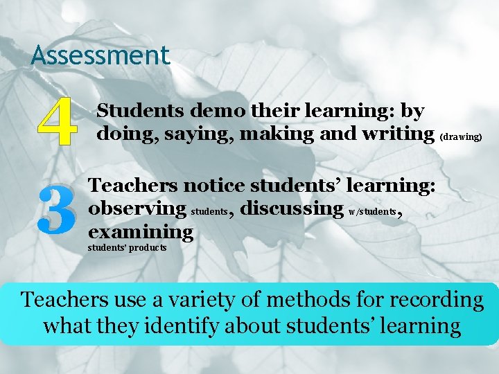 Assessment 4 3 Students demo their learning: by doing, saying, making and writing (drawing)