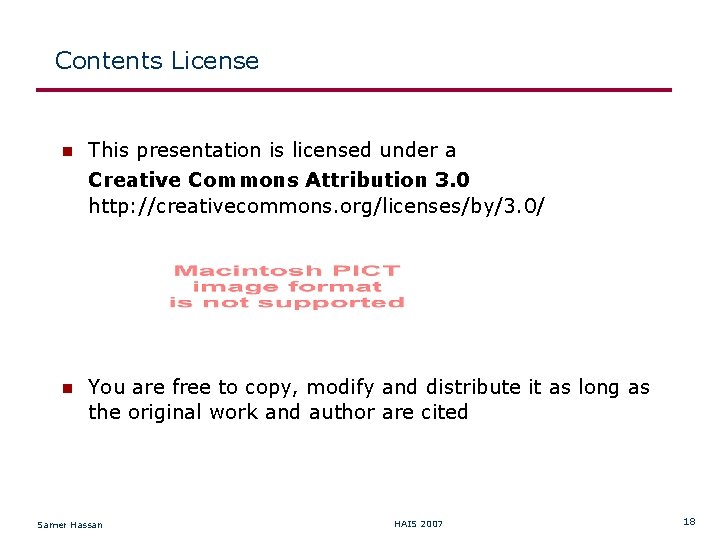 Contents License This presentation is licensed under a Creative Commons Attribution 3. 0 http: