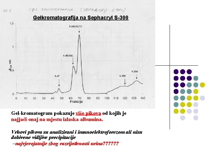 Gelkromatografija na Sephacryl S-300 Gel-kromatogram pokazuje više pikova od kojih je najjači onaj na