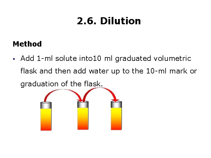 2. 6. Dilution Method § Add 1 -ml solute into 10 ml graduated volumetric