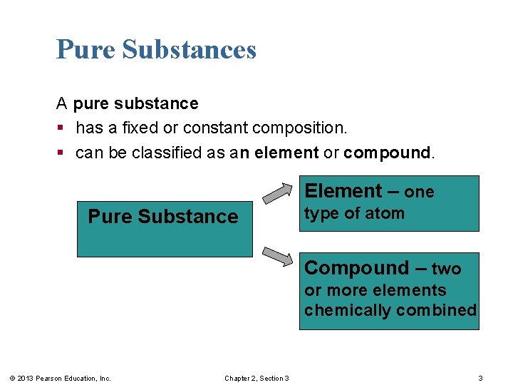Pure Substances A pure substance § has a fixed or constant composition. § can