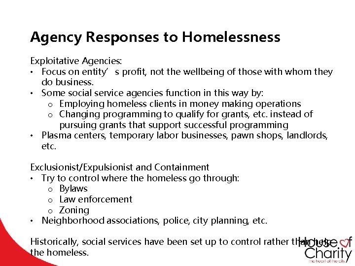 Organizational Responses to Homelessness Marti Maltby Program Director