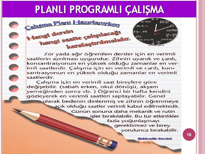 PLANLI PROGRAMLI ÇALIŞMA 19 