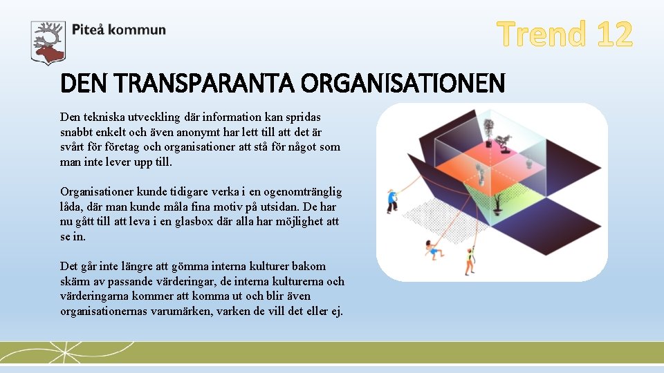 DEN TRANSPARANTA ORGANISATIONEN Den tekniska utveckling där information kan spridas snabbt enkelt och även