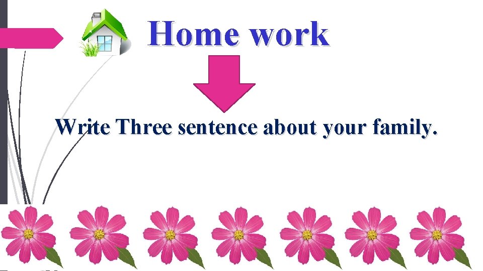 Home work Write Three sentence about your family. 