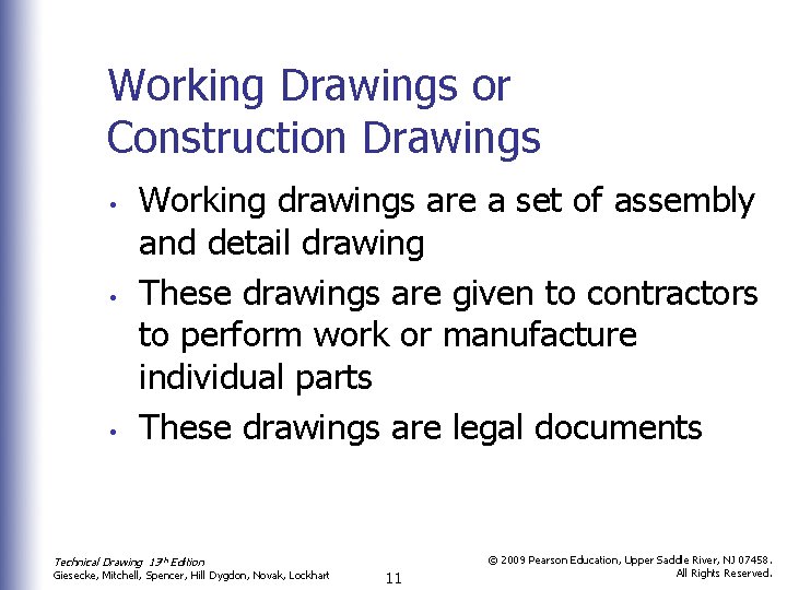 Working Drawings or Construction Drawings • • • Working drawings are a set of