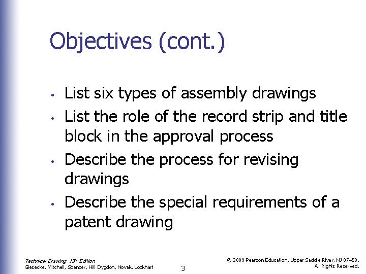 Objectives (cont. ) • • List six types of assembly drawings List the role