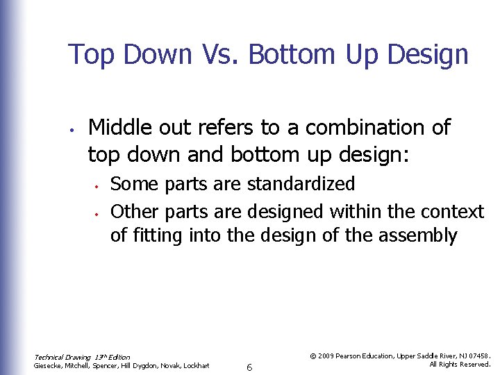 Top Down Vs. Bottom Up Design • Middle out refers to a combination of