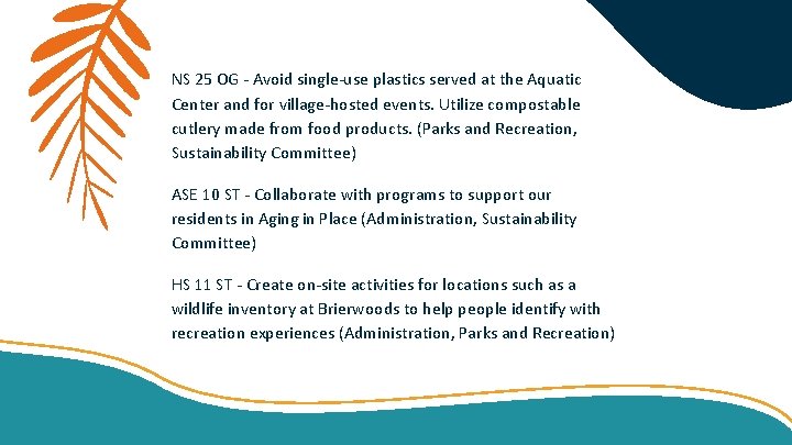 NS 25 OG - Avoid single-use plastics served at the Aquatic Center and for