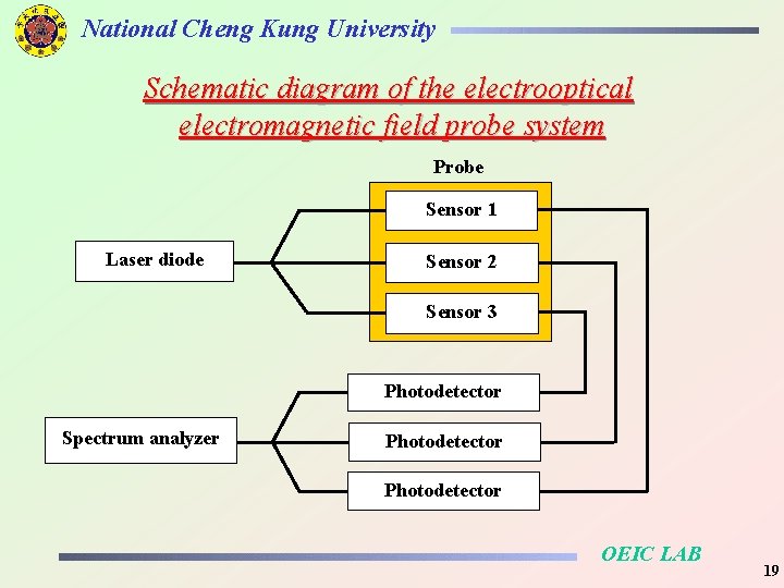 National Cheng Kung University Schematic diagram of the electrooptical electromagnetic field probe system Probe