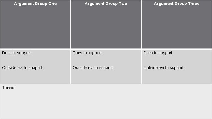 Argument Group One Argument Group Two Argument Group Three Argument Groups Docs to support: