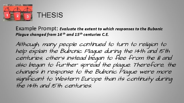 THESIS Example Prompt: Evaluate the extent to which responses to the Bubonic Plague changed