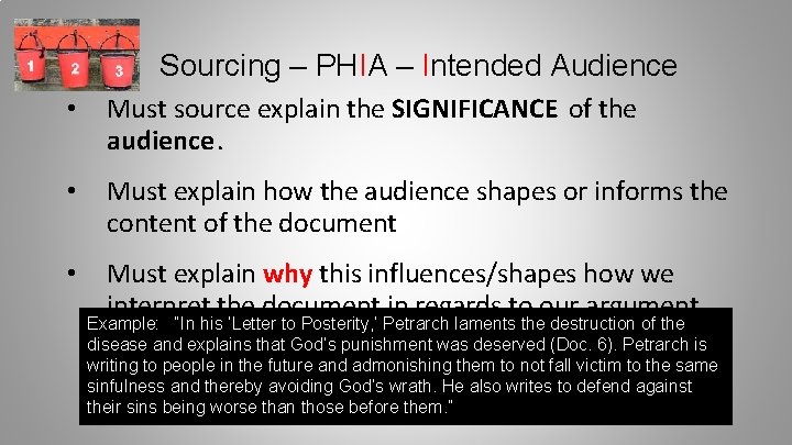 Sourcing – PHIA – Intended Audience • Must source explain the SIGNIFICANCE of the