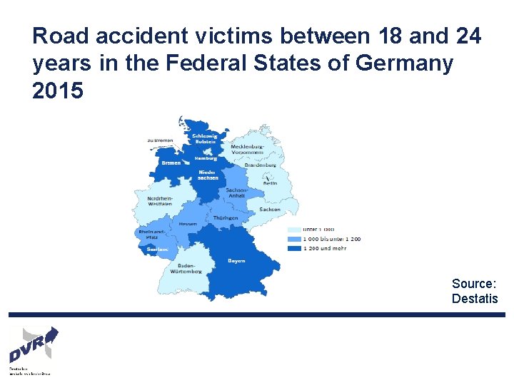 Road accident victims between 18 and 24 years in the Federal States of Germany