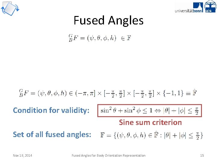 Fused Angles Condition for validity: Sine sum criterion Set of all fused angles: Nov