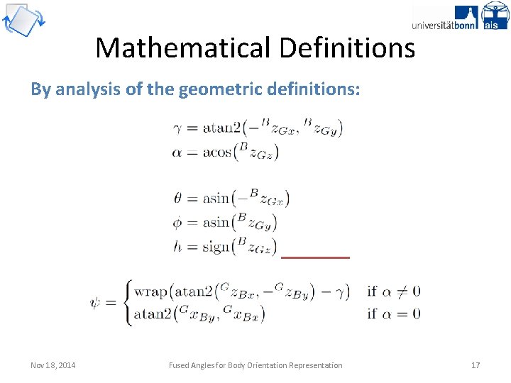 Mathematical Definitions By analysis of the geometric definitions: Nov 18, 2014 Fused Angles for