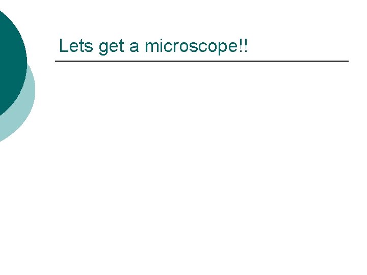 Lets get a microscope!! 