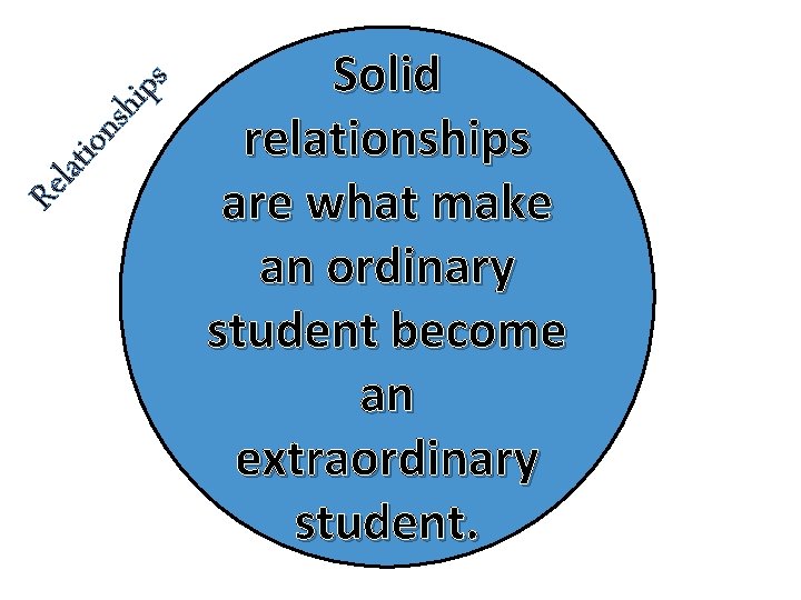 ips lati ons h Re Solid relationships are what make an ordinary student become