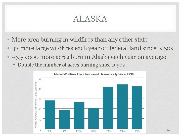 ALASKA • More area burning in wildfires than any other state • 42 more