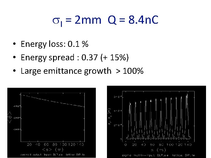 sl = 2 mm Q = 8. 4 n. C • Energy loss: 0.