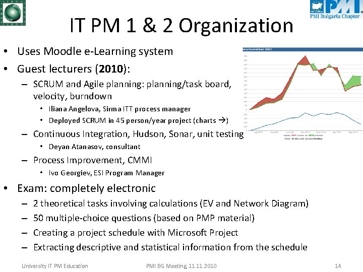 IT PM 1 & 2 Organization • Uses Moodle e-Learning system • Guest lecturers