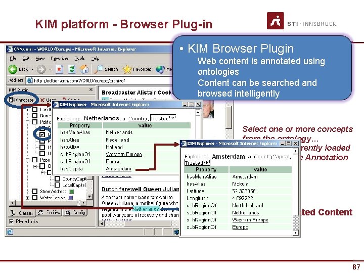 KIM platform - Browser Plug-in • KIM Browser Plugin Web content is annotated using