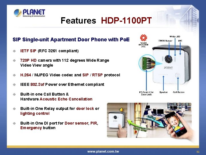 Features HDP-1100 PT SIP Single-unit Apartment Door Phone with Po. E u IETF SIP