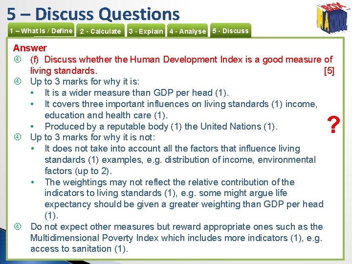 5 – Discuss Questions 1 – What Is / Define 2 - Calculate 3