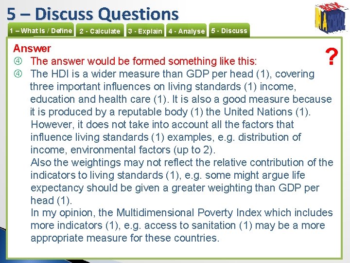 5 – Discuss Questions 1 – What Is / Define 2 - Calculate 3