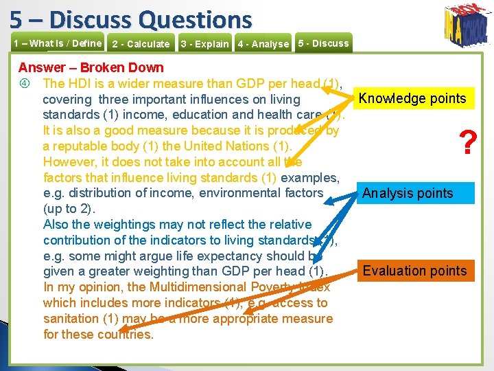 5 – Discuss Questions 1 – What Is / Define 2 - Calculate 3