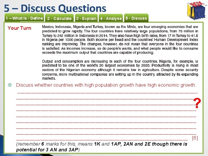 5 – Discuss Questions 1 – What Is / Define 2 - Calculate 3