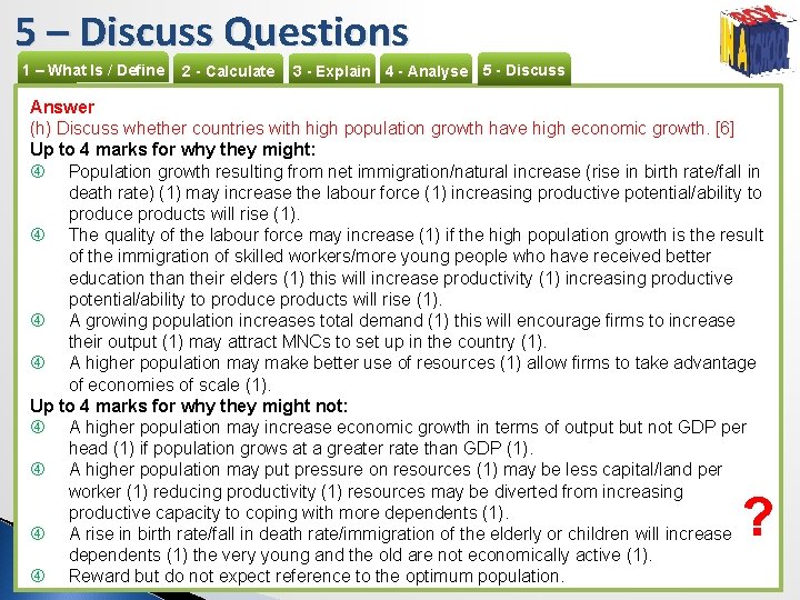 5 – Discuss Questions 1 – What Is / Define 2 - Calculate 3