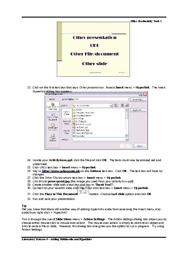 Office Productivity Tools 2 23. Click on the first text box that says: Other