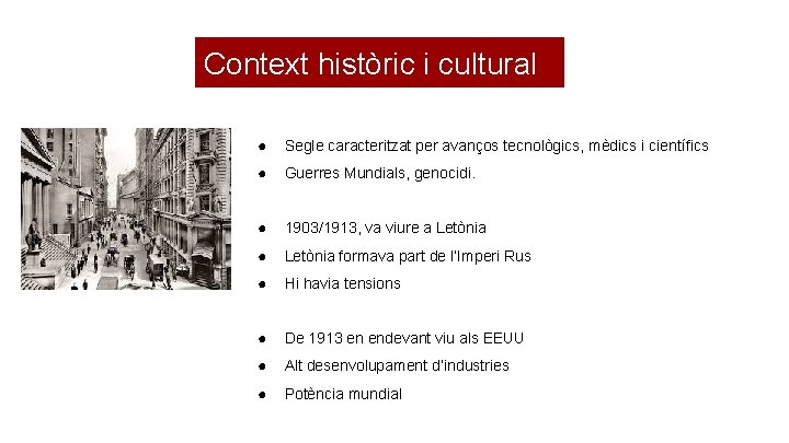 Context històric i cultural ● Segle caracteritzat per avanços tecnològics, mèdics i científics ●