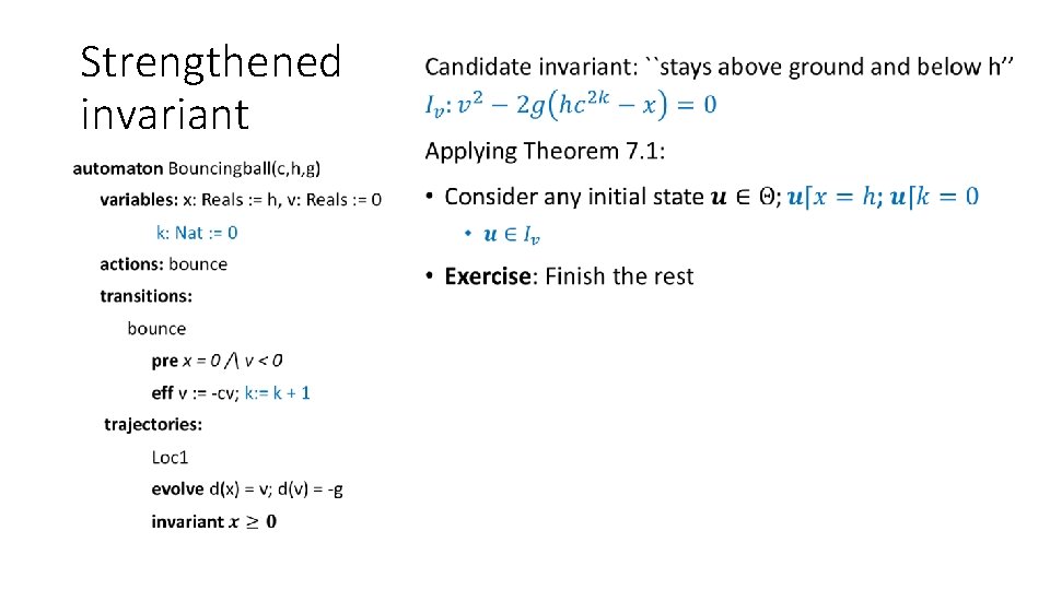 Strengthened invariant • 