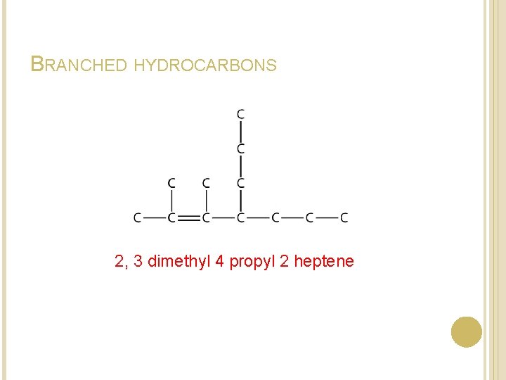 BRANCHED HYDROCARBONS 2, 3 dimethyl 4 propyl 2 heptene BRANCHED HYDROCARBONS 2, 3 dimethyl 4 propyl 2 heptene