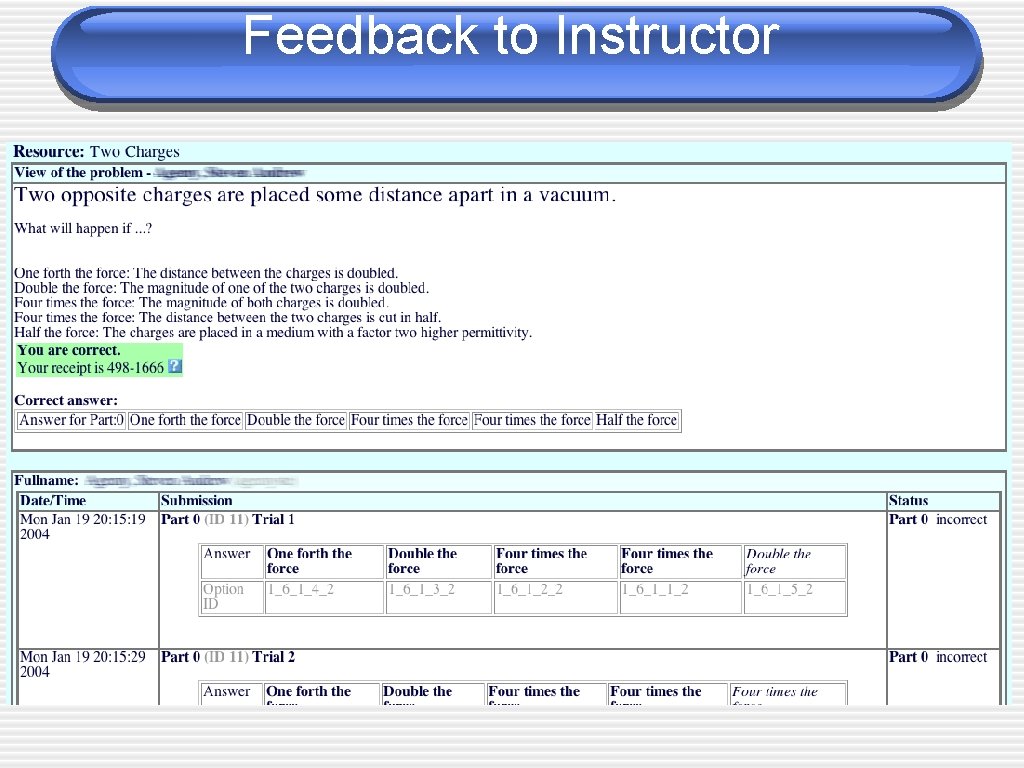 Feedback to Instructor 