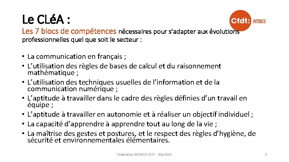 Le CLéA : Les 7 blocs de compétences nécessaires pour s’adapter aux évolutions professionnelles