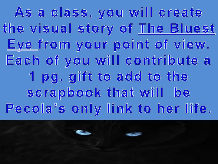 As a class, you will create the visual story of The Bluest Eye from