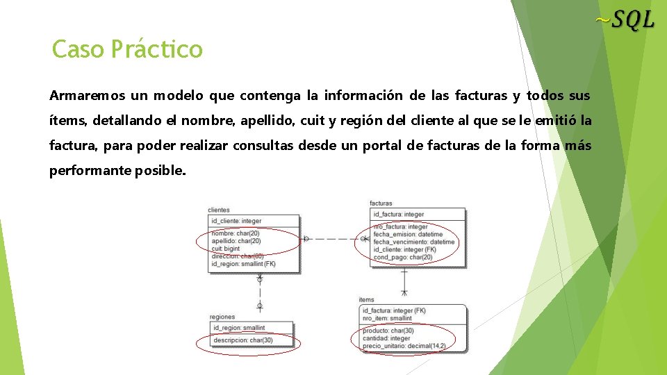 Caso Práctico Armaremos un modelo que contenga la información de las facturas y todos