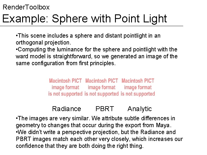 Render. Toolbox Example: Sphere with Point Light • This scene includes a sphere and