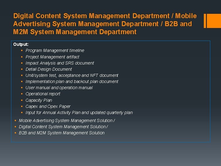 Digital Content System Management Department / Mobile Advertising System Management Department / B 2
