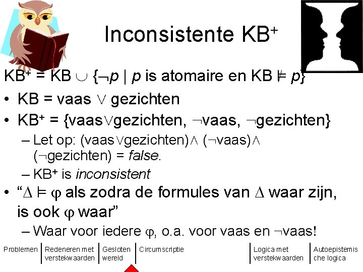Inconsistente KB+ = KB { p | p is atomaire en KB ² p}