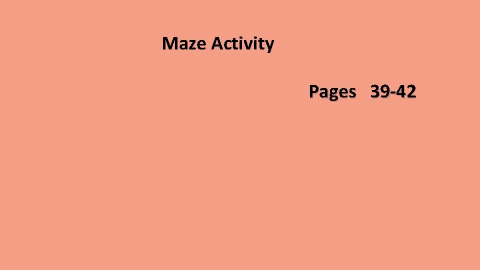 Maze Activity Pages 39 -42 