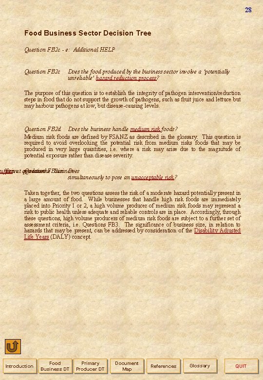 28 Food Business Sector Decision Tree Question FB 2 c - e: Additional HELP