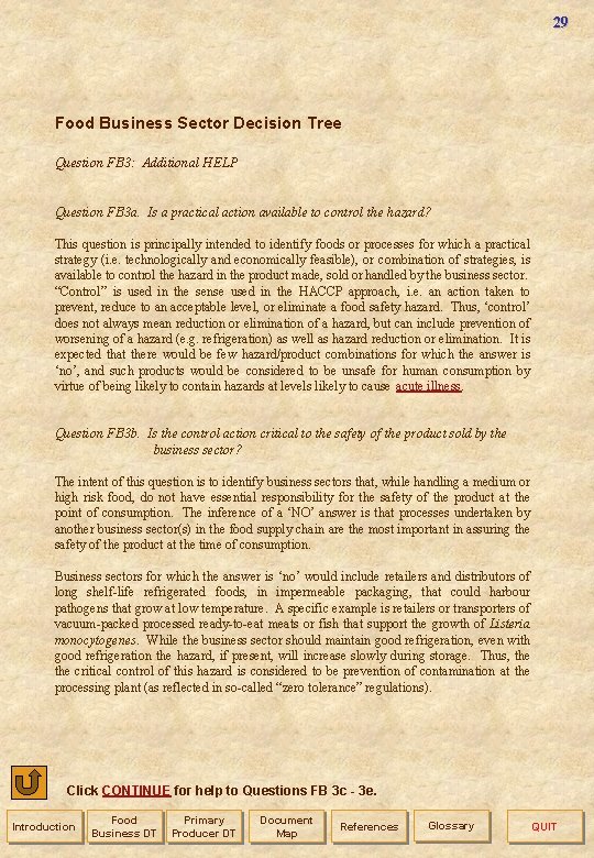 29 Food Business Sector Decision Tree Question FB 3: Additional HELP Question FB 3
